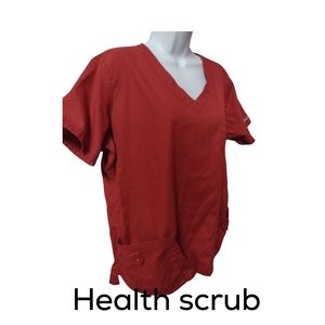Tz) Butter-Soft Red Scrub Top Women’s Large – Short Sleeve with Pockets